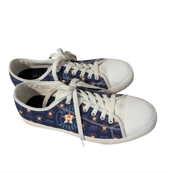 Houston Astros,Navy and White Lace-Up Sneakers, Size 9 - Picture 1 of 4